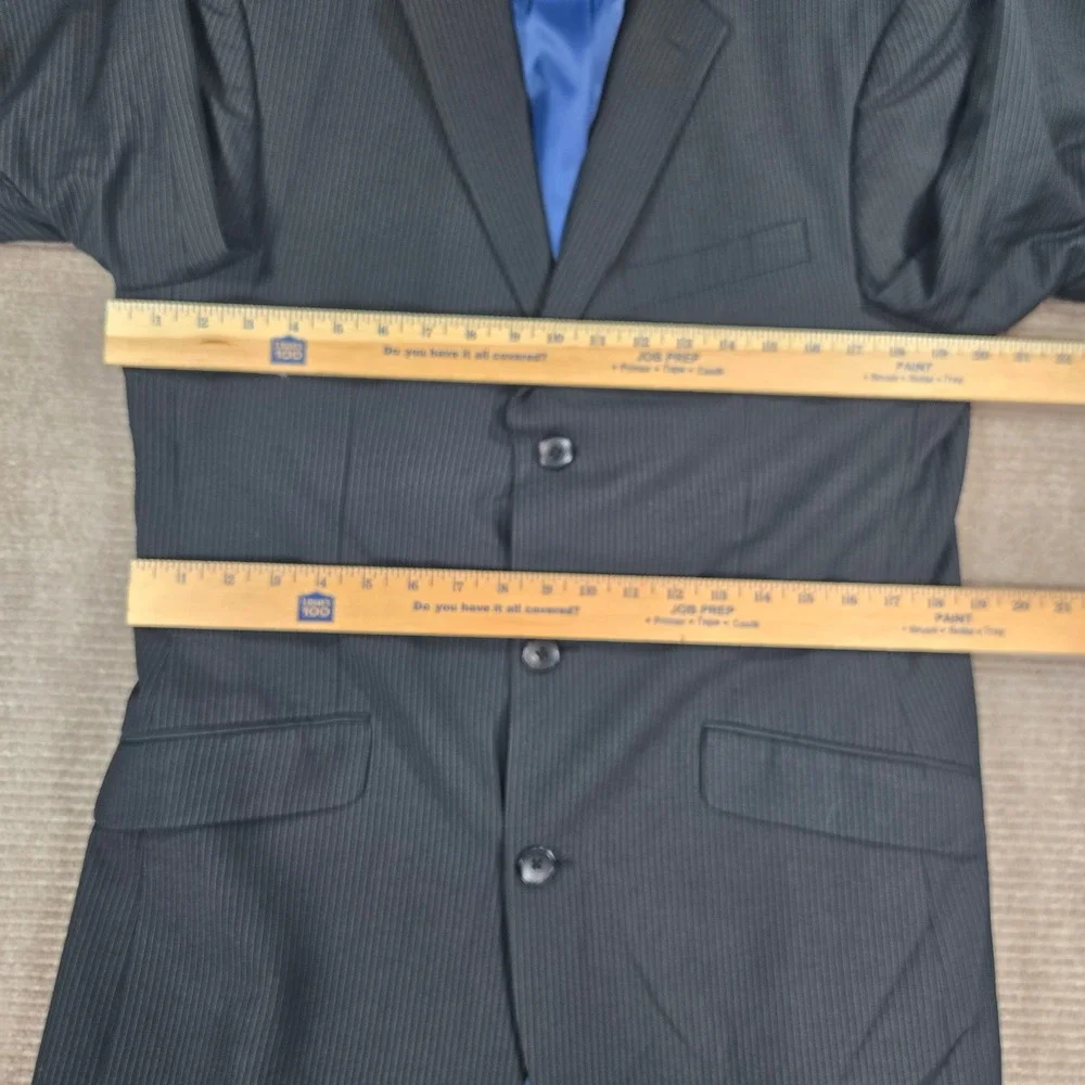Billy London‎ Mens 40L Black Pinstripe 3-Button Double Vent Blazer Jacket
